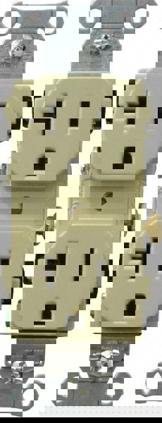 Straight Blade Duplex Receptacle: NEMA 5-20R, 20 Amps, Self-Grounding